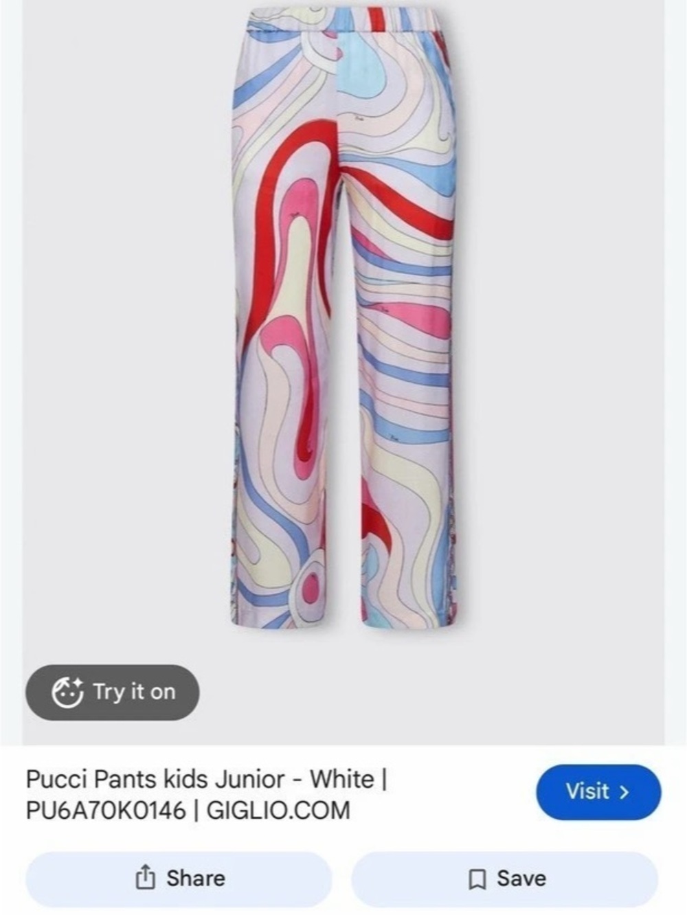 Pucci junior silk pants Multicolor Size 14/fits women xs brand new with tag